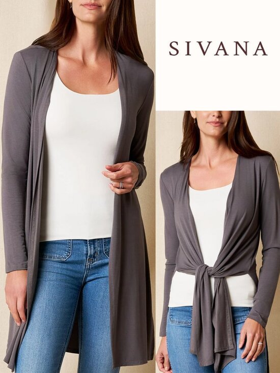 sivana Sweaters - Sivana Bamboo Yoga Wrap Cardigan Size M Grey Gray $118 USA Soft Stretch Slits
